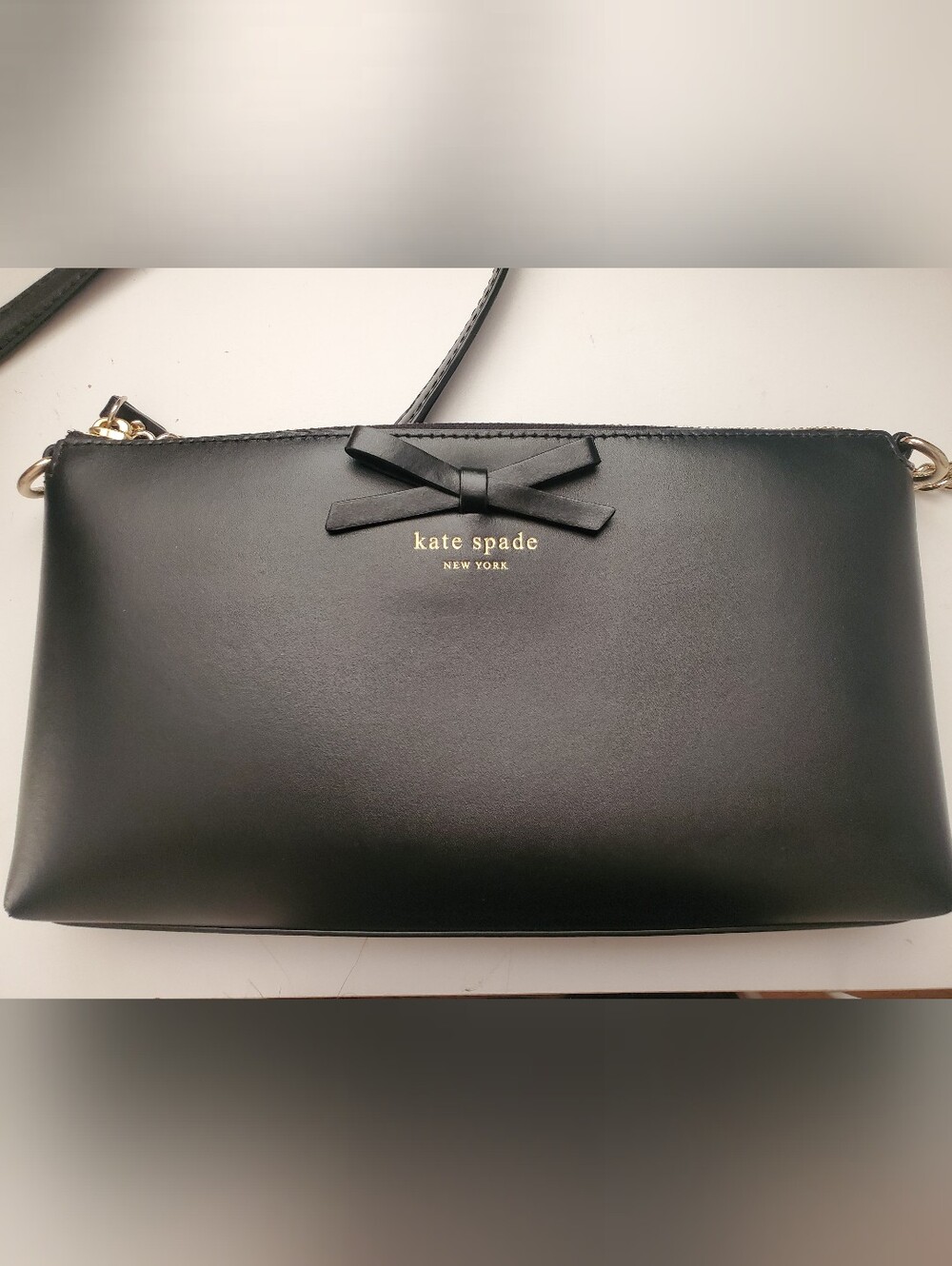 kate spade Black Leather Bow Crossbody Bag